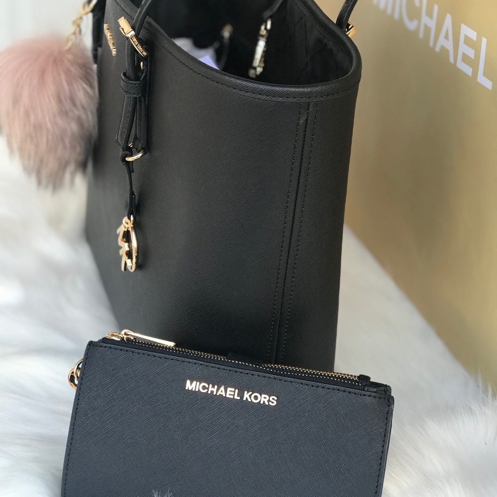 🌷MICHAEL KORS Black Carryall Jet Set Tote Set🌷 - Picture 8 of 8